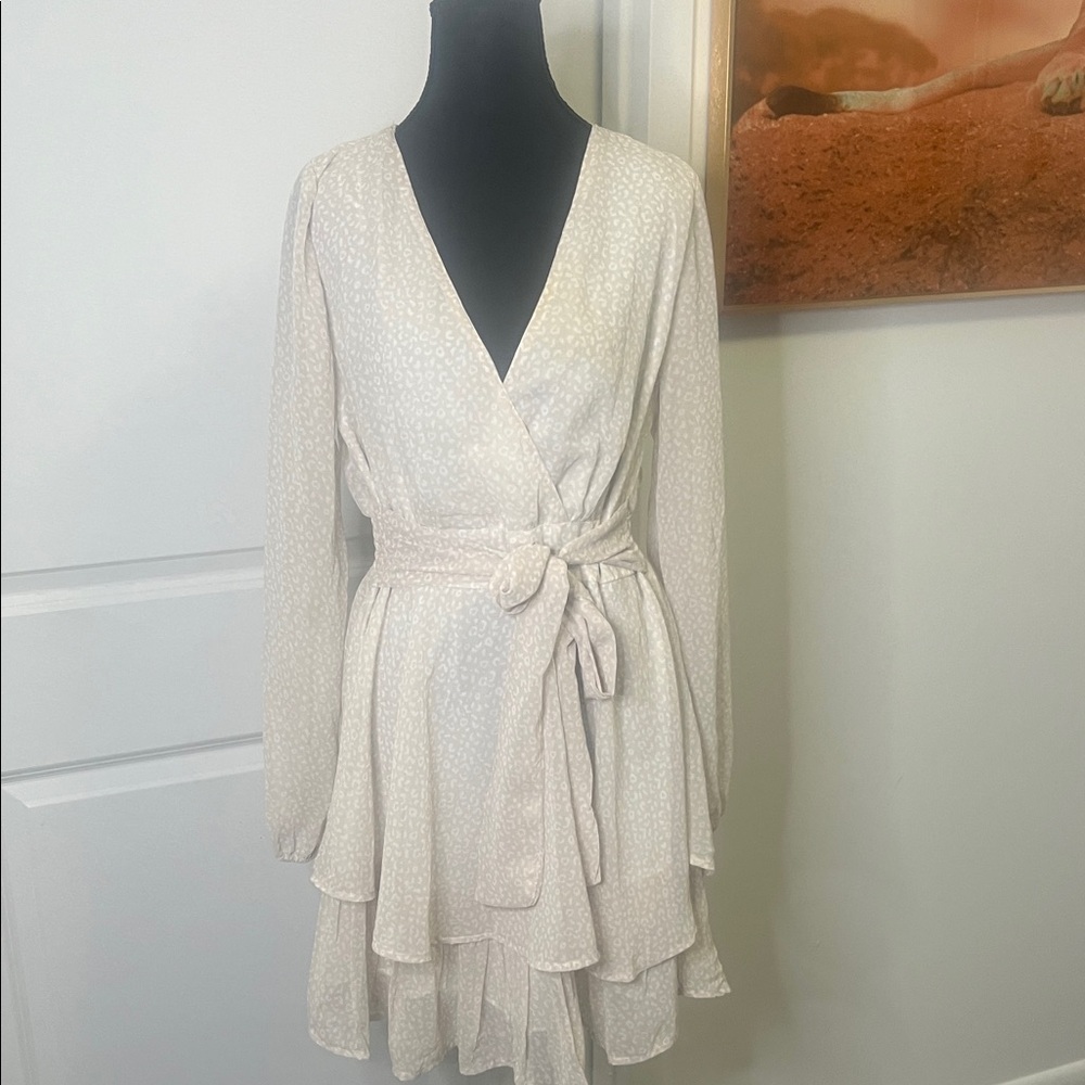 Jacadi Cream Long Sleeve Wrap Dress